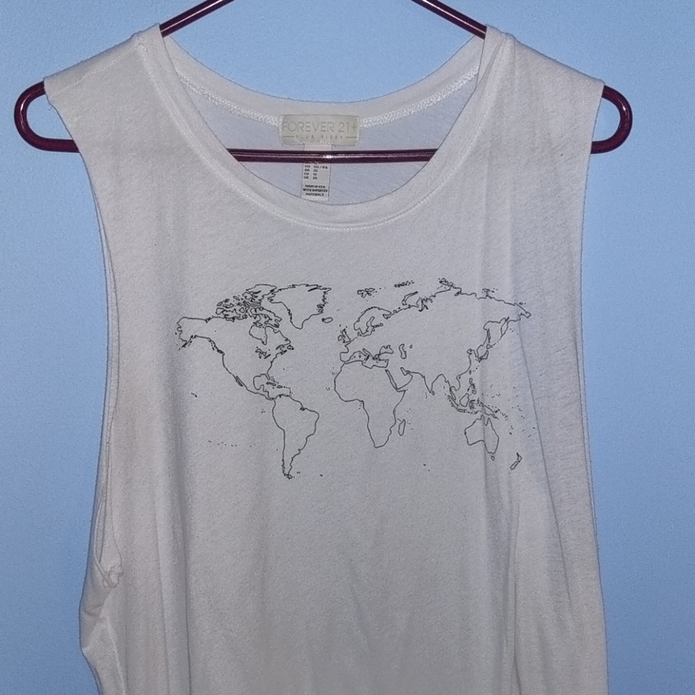 Simple World Map Line Drawing Muscle Tee